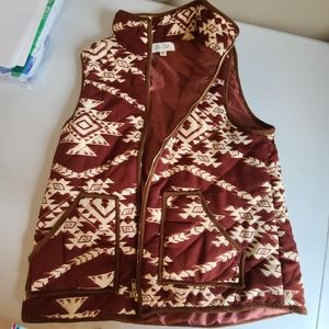 Bo bel puffer vest Buckle Aztec print gold zipper. Boho vibes